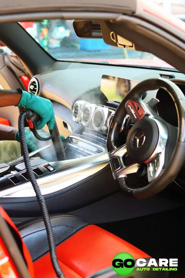 Steam cleaning a Mercedes interior
