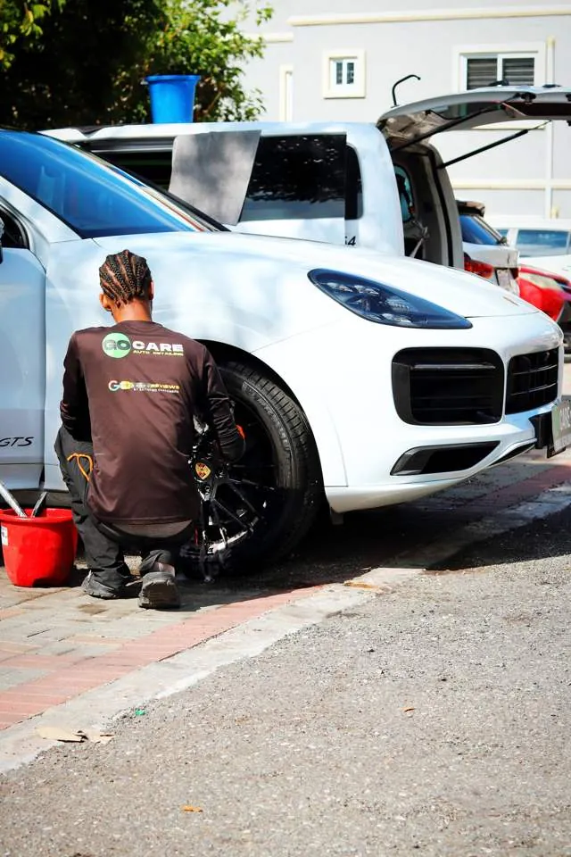 Wheels scrubbed by hand